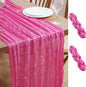 Asee'm 2pcs Hot Pink Cheesecloth Table Runner Summer 10FT Fuchsia Gauze | Boho by Aseem