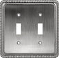 Henne Bery Rope Edge Decorative Wall Plate Switch Plate Outlet Cover (Double Toggle, Heirloom Silver)