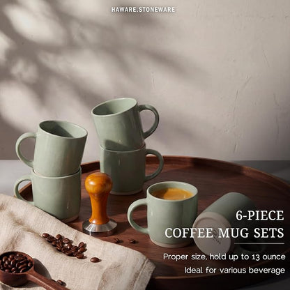 HaWare 13OZ Coffee Mugs Set of 6, Stoneware Coffee Cups, Ceramic Latte Mug - Image 3
