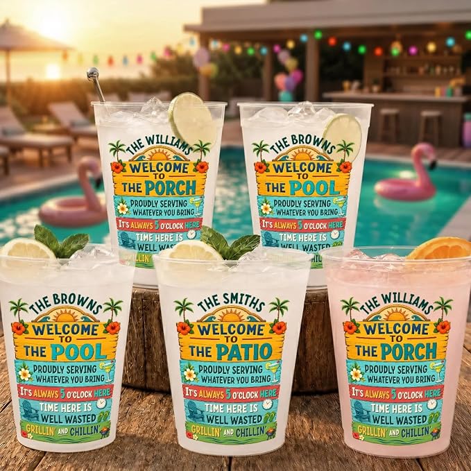 Personalized Patio Party Cups, Reusable Plastic Cups | Summer Vacation And by PawfectHouseGifts