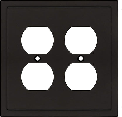 Henne Bery Modern Edge Decorative Wall Plate Switch Plate Outlet Cover, Durable Solid Zinc Alloy (Double Duplex, Matte Black)