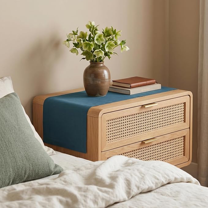 Solino Home 100% Linen Table Runner Peacock Blue Woven, Fete 14 x 36 in | Table - Image 2