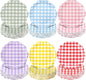Umigy 120 Pcs Gingham Party Plates 7 Inch Colorful Paper Plates, Spring Gingham Disposable Decorative Tableware for Birthday Wedding Baby Shower Tea Party Bridal Shower