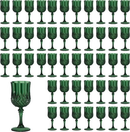 7OZ Plastic Wine Glasses, Reusable Vintage Goblets Unbreakable Drinking Glasses by Unknown