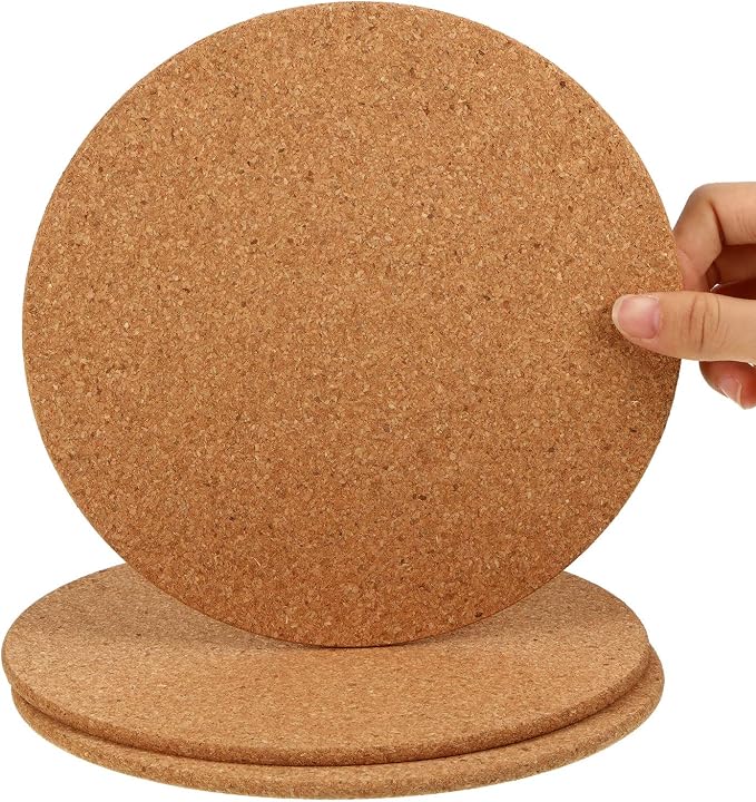 Boao 3 Pcs Round Cork Trivets for Hot Dishes, Hot Pots and Pans, 8 Inch | High by Boao