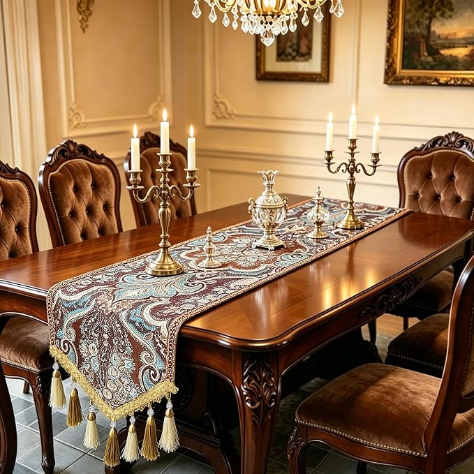 Thanksgiving Table Runner 94" Long Brown - Image 2