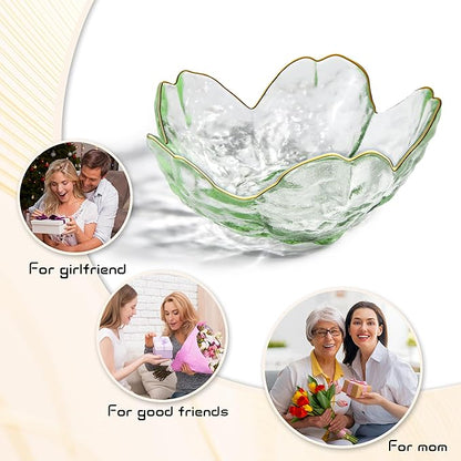 Green Glass Jewelry Trinket Dish, Cherry Blossom Decor Ring Holder Tray, Small Trinket Bowl Gifts for Women