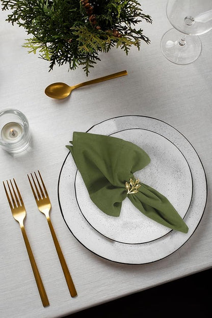 Accent Home 100% Cotton Napkins, Delicate Cloth Napkins for Dinners, Parties and Weddings，18 x 18 Inch Set of 6 - Olive Green