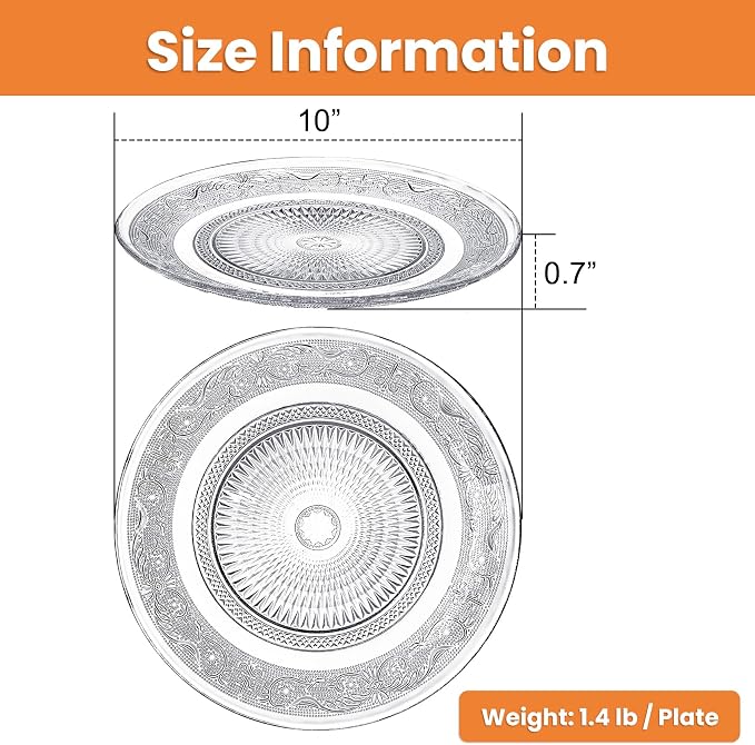 Elsjoy 6 Pack 10 Inch Large Glass Dinner Plate - Image 2