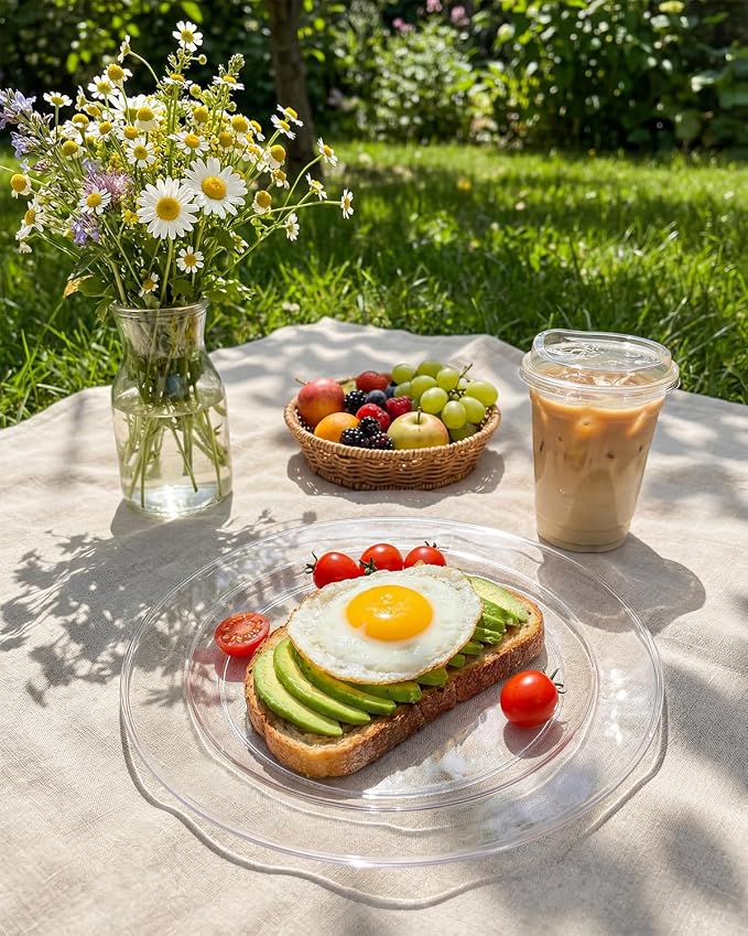 bUCLA 100Pieces Clear Plastic Plates -10.25inch Disposable Dinner Plates- - Image 6