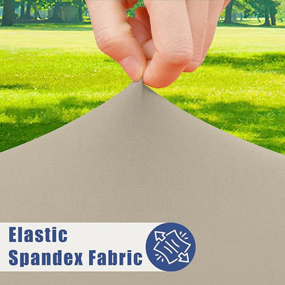 Spandex 8 Foot Rectangle Table Cloth 2 Pack, Elastic Fitted Tablecloths for Picnic, Stretch Washable Patio Table Cover for Outdoor, Camping, Banquet and Parties (Taupe, 30"x96")