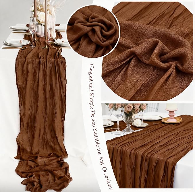 8 Packs Cheesecloth Table Runner 10FT Long Boho Gauze Fabric Table Runner - Image 4