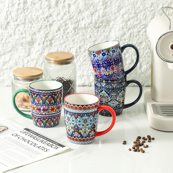 HASENSE Coffee Mugs, 15 OZ Coffee Cups Ceramic Set of 4 - Image 6