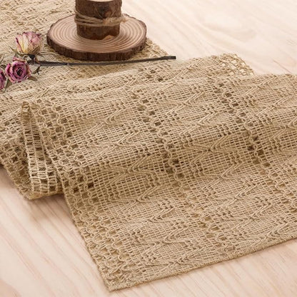 Burlap Boho Table Runner for Boho Chic Home Decor 48 Inches Long, Modern by Niviy