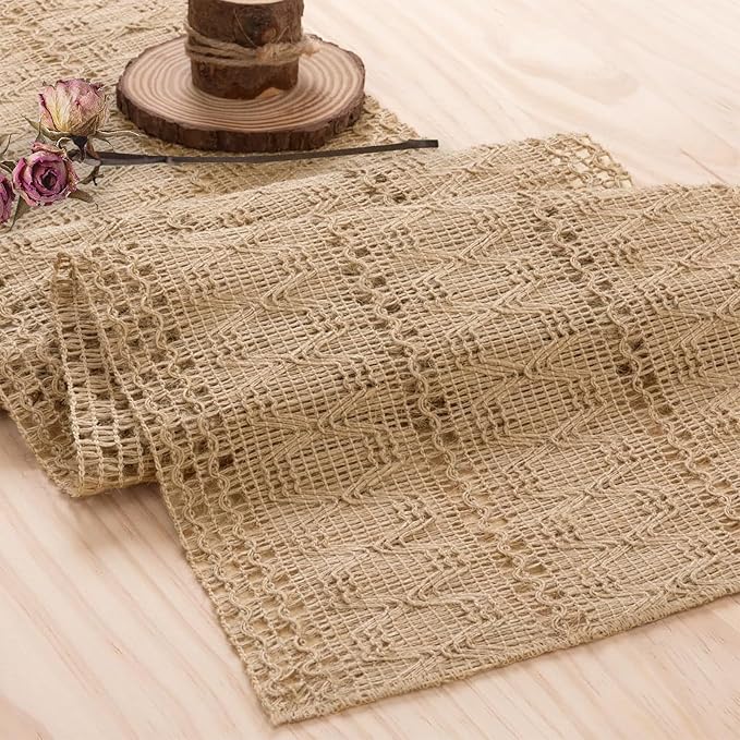 Burlap Boho Table Runner for Spring Home Decor 120 Inches Long, Modern by Niviy