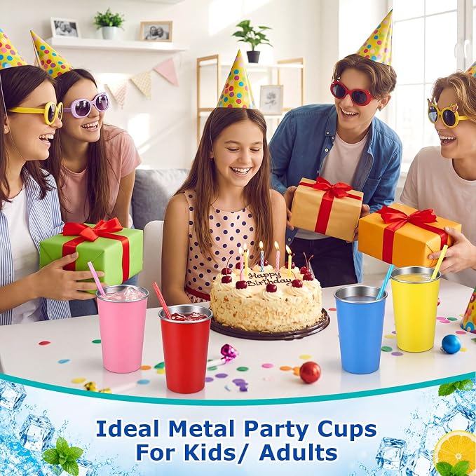 Mimorou 4 Pack 16 oz Stainless Steel Pint Cups Metal Cups Unbreakable Drinking - Image 6