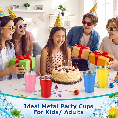Mimorou 4 Pack 16 oz Stainless Steel Pint Cups Metal Cups Unbreakable Drinking - Image 6