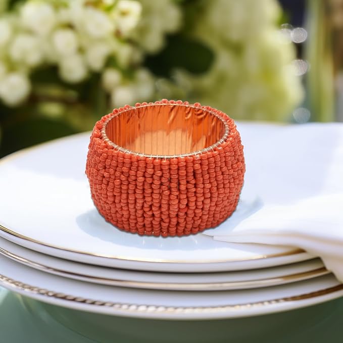 COTTON CRAFT Glitz Handmade Beaded Napkin Rings - Image 5