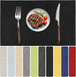 Blue Forest Placemats Set of 8, Dual-Layered Thickened Faux Linen Table Mats Heat Resistant Machine Washable Wrinkle Free Place Mats for Kitchen Dining Outdoor/Indoor (Black)