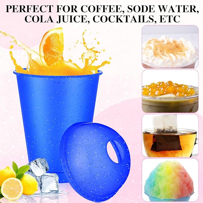 6 Set Slushie Cups with Dome Lids and Straws Detachable Spoon Straws Reusable - Image 4