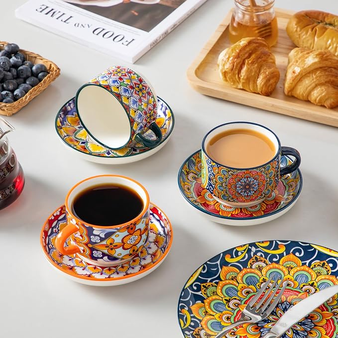 vancasso 8 Oz Espresso Cup Set of 4, Bohemian Ceramic - Image 5