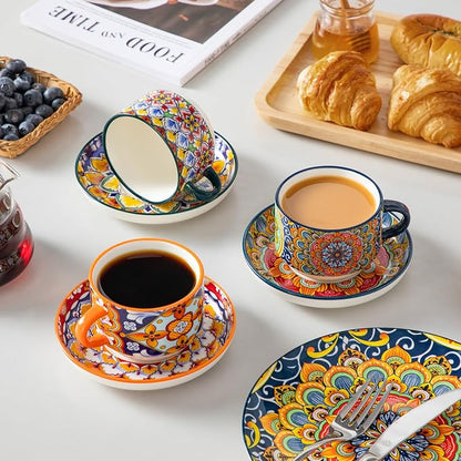 vancasso 8 Oz Espresso Cup Set of 4, Bohemian Ceramic - Image 5