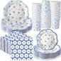 250 Pcs Blue Seashell Disposable Paper Plates and Napkins | Scalloped Design by Newtay