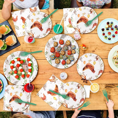 96Pcs Chicken Barnyard Farm Animal Watercolor Hen Chick Party Plates Supplies - Image 5