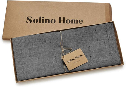 Solino Home 100% Pure Linen Table Runner Charcoal Grey, Athena 14 x 120 in | - Image 5