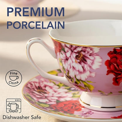 BTaT- Floral Tea Cups and Saucers, 8 oz - Image 4