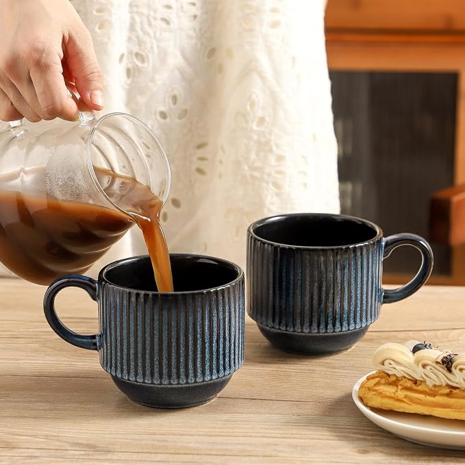 glowworm Coffee Mugs Set of 4, 15 Oz Stackable Coffee Mugs - Image 4