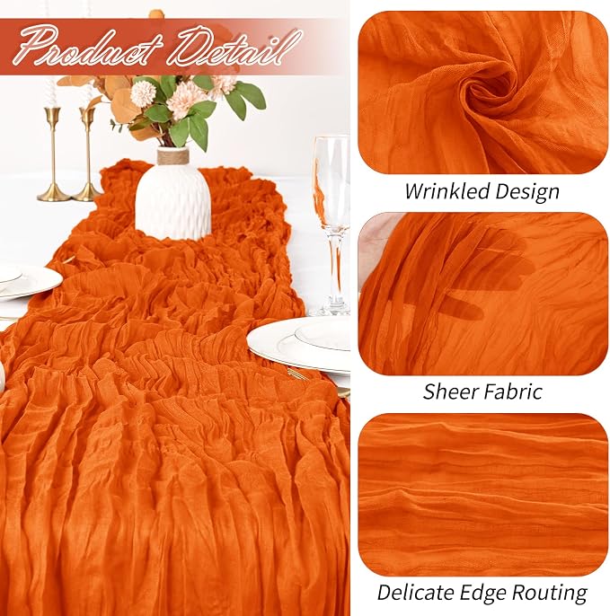 30 Pack Orange Cheesecloth Table Runner 17 x 108 inch Cheese Cloth Table - Image 3