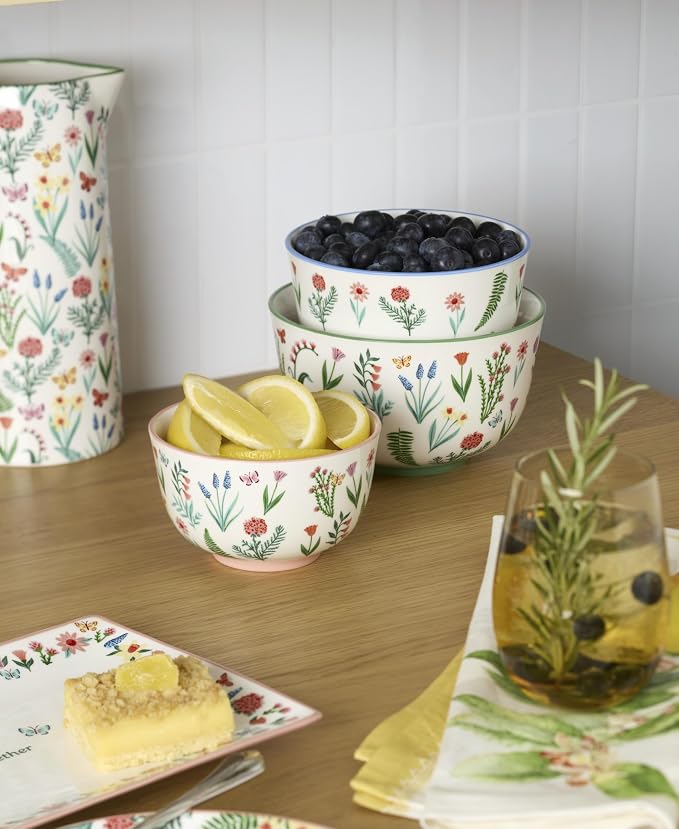 Oneida First Blooms Porcelain Nesting Bowls, microwave safe | space-saving - Image 4