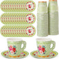 Nuogo 200 Pcs Floral Paper Tea Cups and Saucers 7 oz Disposable Paper Teacups by Nuogo