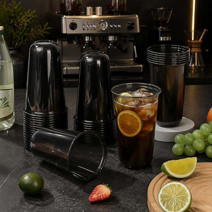 KesaPlan 100 Pcs 18oz Plastic Black Cups, Disposable Wine Cocktail Glasses | - Image 4