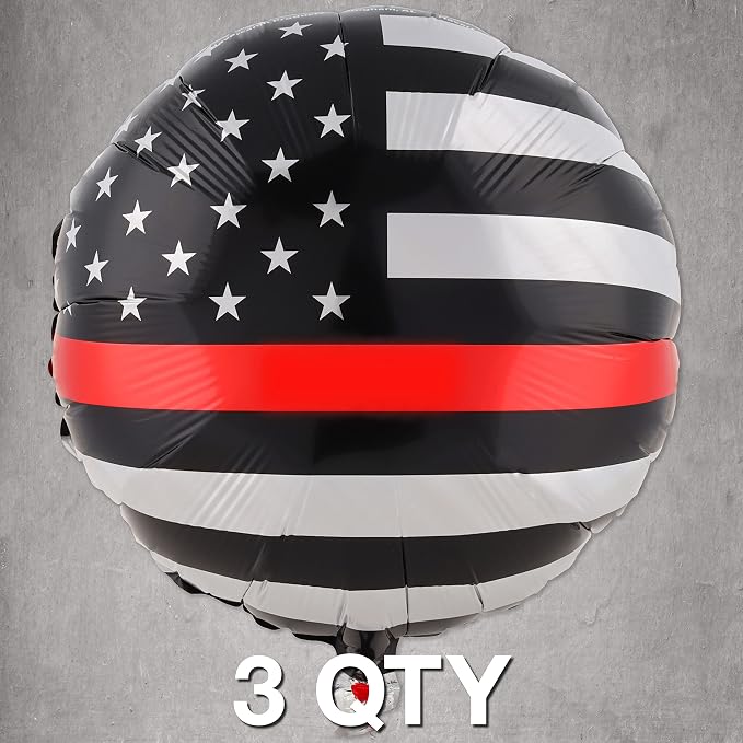 Thin Red Line Balloons-3 Pack-18 Inch-Firefighter EMT Mylar-Havercamp | Set of - Image 2