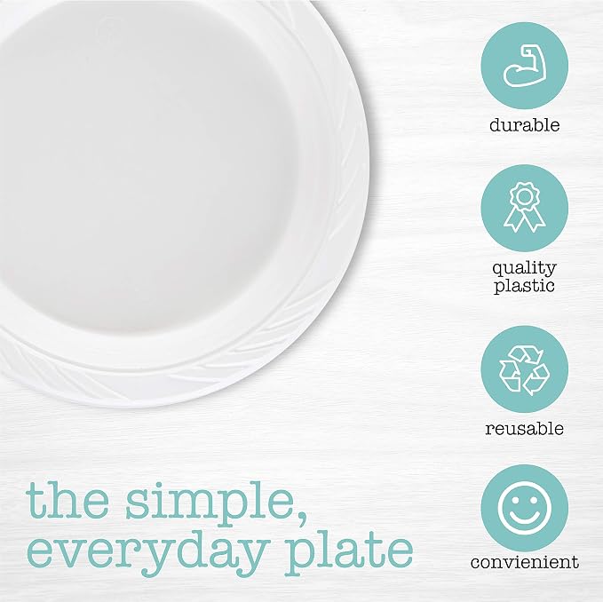100 Count Disposable 7 Inch White Plastic Plates - Image 6