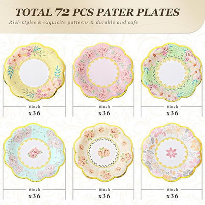 72 Pcs 6 Inch Floral Paper Plates - Image 2