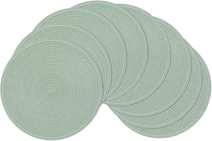 SHACOS Round Placemats Set of 8 Washable 15 inch Round Table Mats Cotton by SHACOS