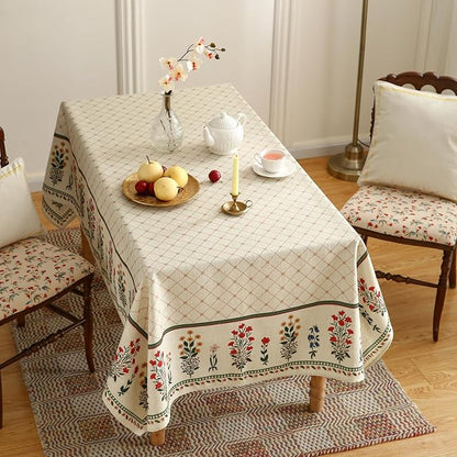 ISAENNE Designer Vintage Linen Floral Small Square Tablecloth,Fall Colorful Modern Table Cloth,Anti-Wrinkle Decor Tablecloths for Dining Thanksgiving Kitchen Christmas,55"*55"-Bertina E