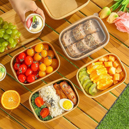 50-Pack 29oz Disposable Kraft Paper Bowls【with Lids and Forks】, Meal Prep - Image 7