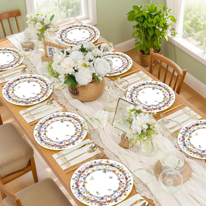 60Pcs Wildflower Paper Plates and Napkins Party Supply, Serves 20 | Floral Baby - Image 6