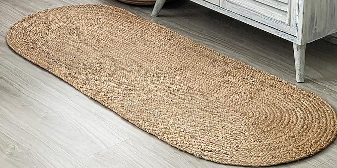 Pack of 1 Handwoven Oval Jute Braided Table Runner 13 x 108 Inch, 100% Natural - Image 6