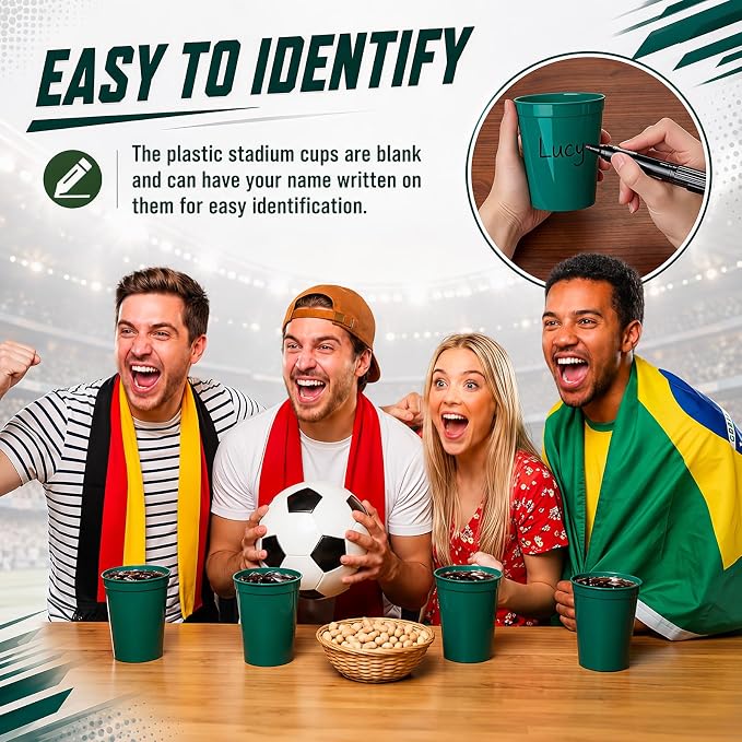 Yungyan 50 Pack 16 oz Stadium Cups Reusable Plastic Cups Blank Drink Stadium - Image 3