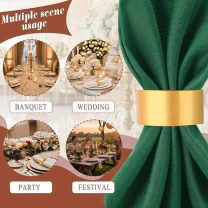 LemonRoad 24 Set Gold Napkin Rings Boho Wedding Wooden Napkin Holders Round - Image 6