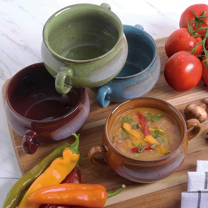 Stoneware 24oz Reactive Glaze Soup Crocks Set of 4: Perfect - Image 4