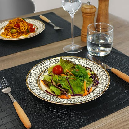 Set of 4 Faux Leather Placemats, PU Table Mats, Waterproof, Stain Resistant, Heat Resistant, Easy to Clean for Kitchen Dining Table,Conference Table