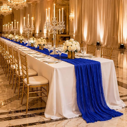 10 Pack Royal Blue Table Runner 10FT Gauze Cheesecloth Table Runner | 21x120 - Image 2