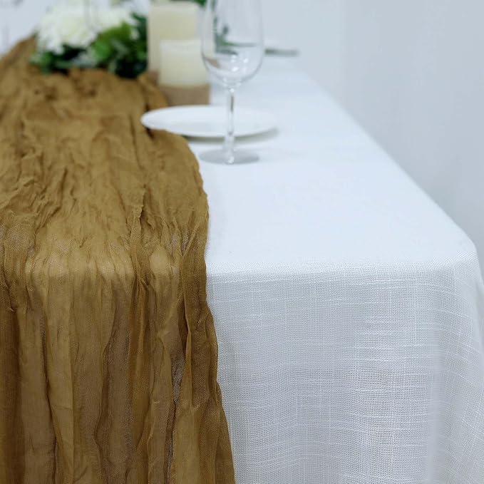 Efavormart 10ft Gold Cheesecloth Table Runner - Image 8