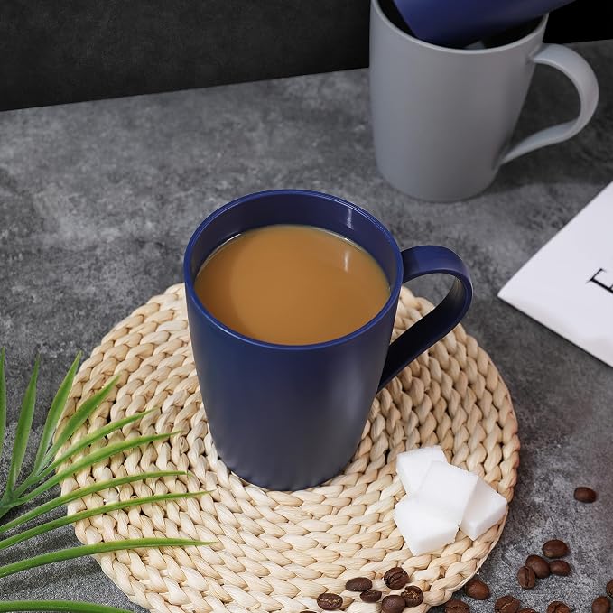 Coffee Mugs Set of 6, 12 Ounce Plastic Coffee Cups Set, 3 Basic Colors | - Image 4